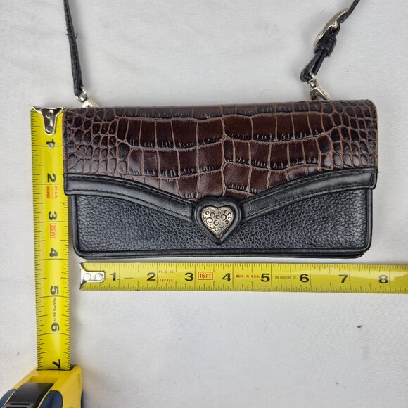 Brighton Bella Luna Crossbody Clutch Wallet Two Tone Black & Brown - Picture 15 of 16